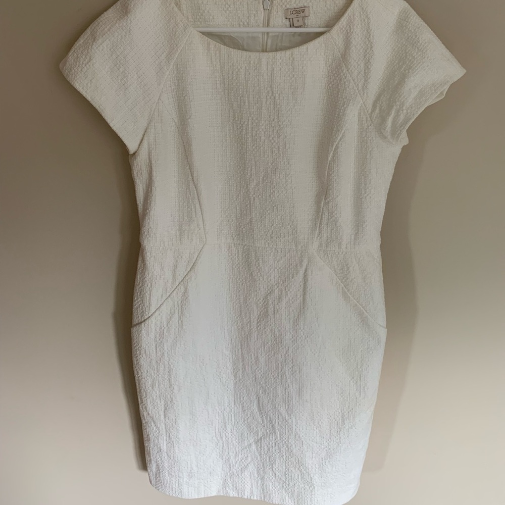 J. Crew White Textured Sheath Dress